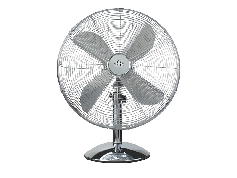 DCG Eltronic VE1616 40cm Silberner Tischventilator mit 3 Geschwindigkeiten und Horizontaler Oszillation