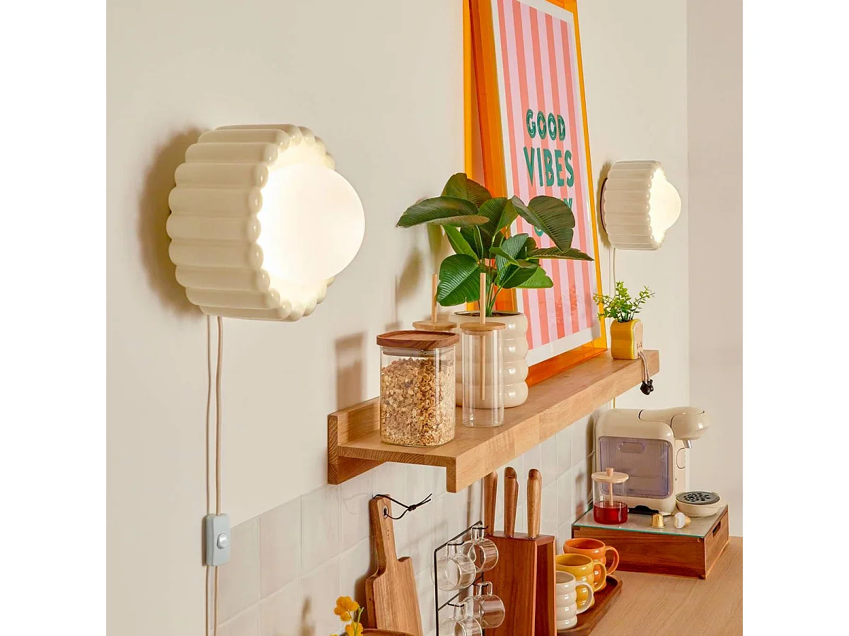 Lampe Applique Design "Lotta" 23cm Crème