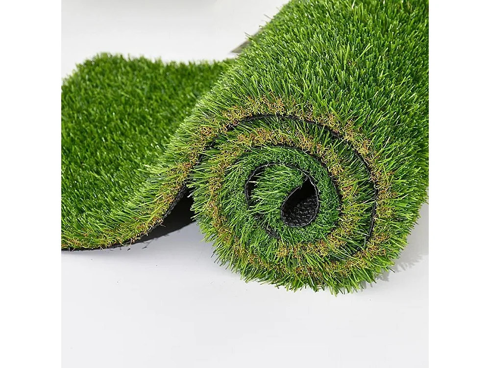 Yoevu-césped artificial 1 x 25 m 30 mm verde y marrón, alta densidad, realista, interior y exterior