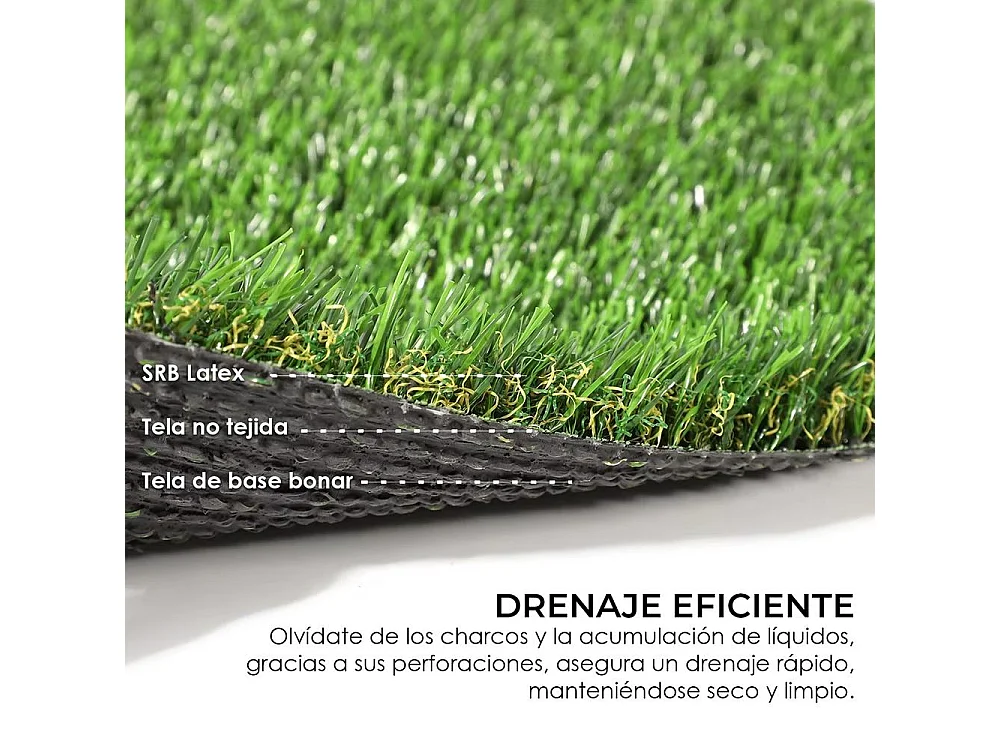 Yoevu-césped artificial 1 x 25 m 30 mm verde y marrón, alta densidad, realista, interior y exterior