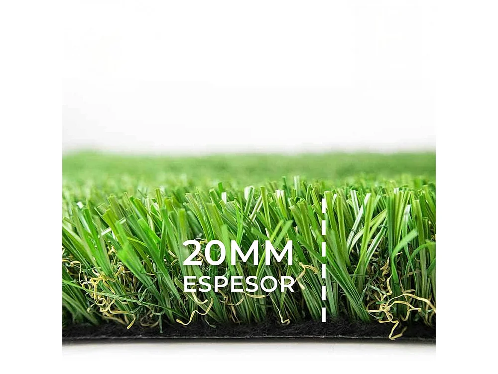 Yoevu-césped artificial 1 x 5 m 20 mm verde y marrón, alta densidad, realista, interior y exterior