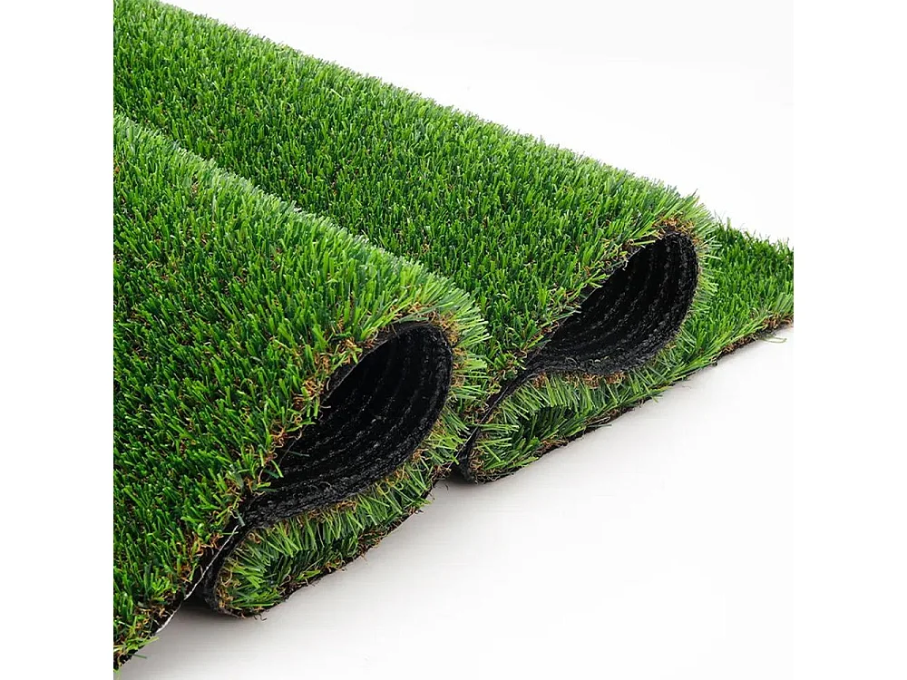 Yoevu-césped artificial 1 x 25 m 20 mm verde y marrón, alta densidad, realista, interior y exterior