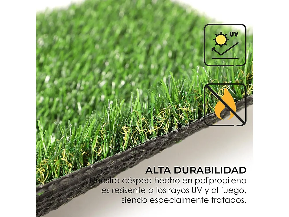 Yoevu-césped artificial 1 x 2,5 m 40 mm verde y marrón, alta densidad, realista, interior y exterior