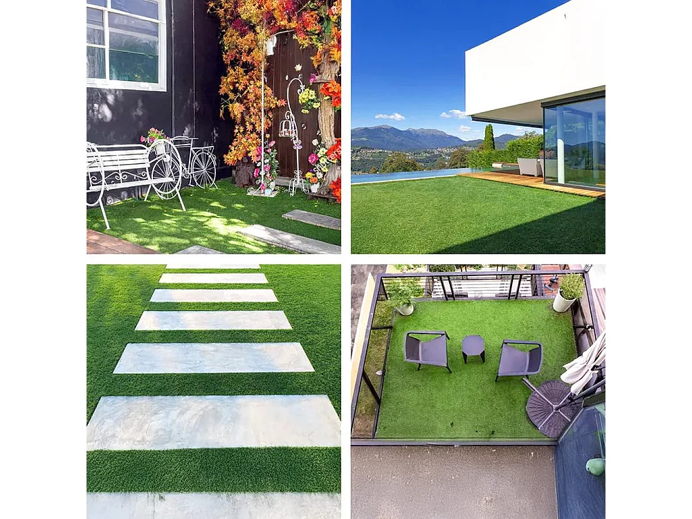 Yoevu-césped artificial verde 2 x 10 m 7 mm aspecto natural para interior y exterior