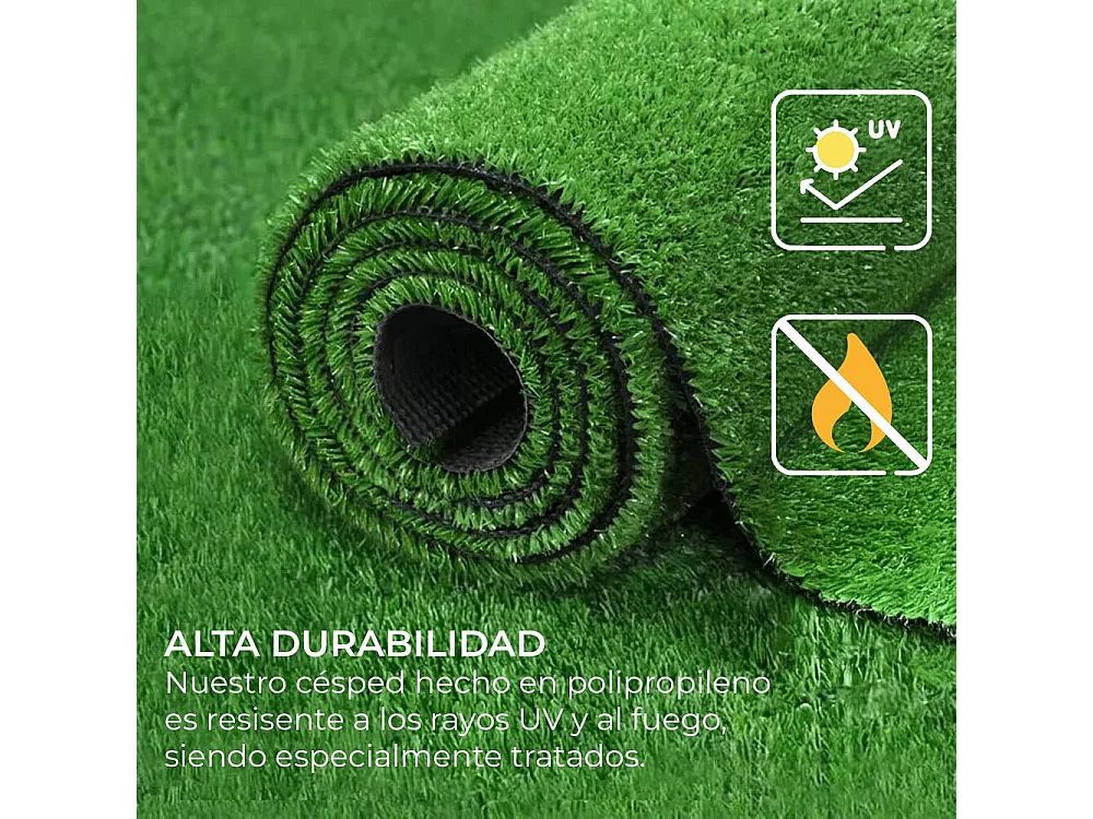 Yoevu-césped artificial verde 2 x 2.5 m 7 mm aspecto natural para interior y exterior