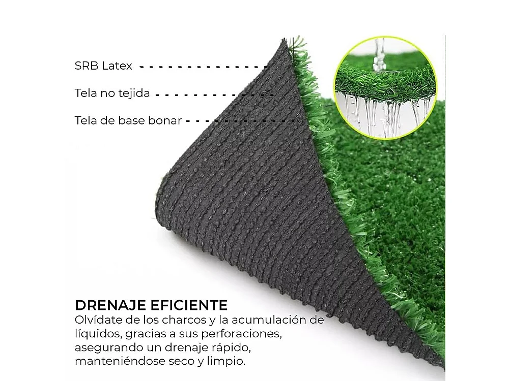 Yoevu-césped artificial verde 2 x 25 m 7 mm aspecto natural para interior y exterior