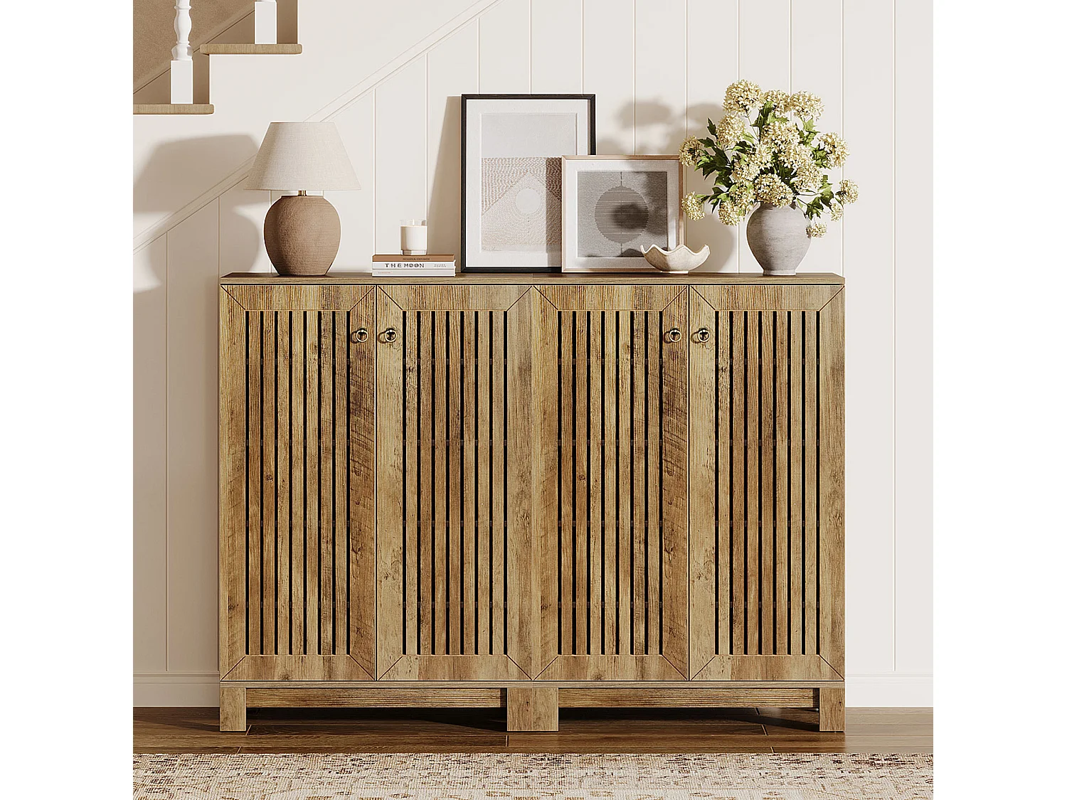 Meuble à chaussures avec portes, meuble de rangement à chaussures à 5 niveaux, pour salon, couloir