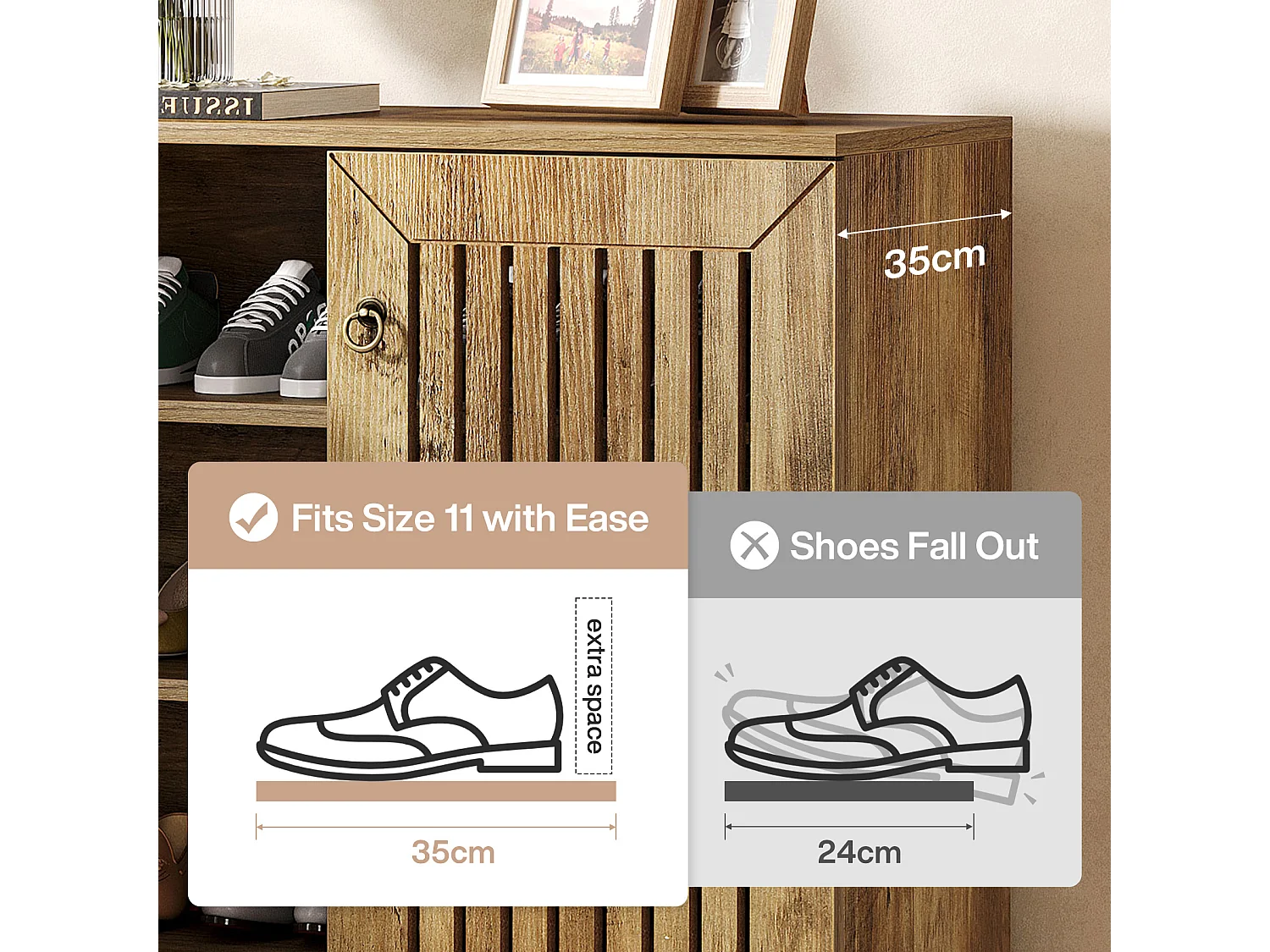 Meuble à chaussures avec portes, meuble de rangement à chaussures à 5 niveaux, pour salon, couloir