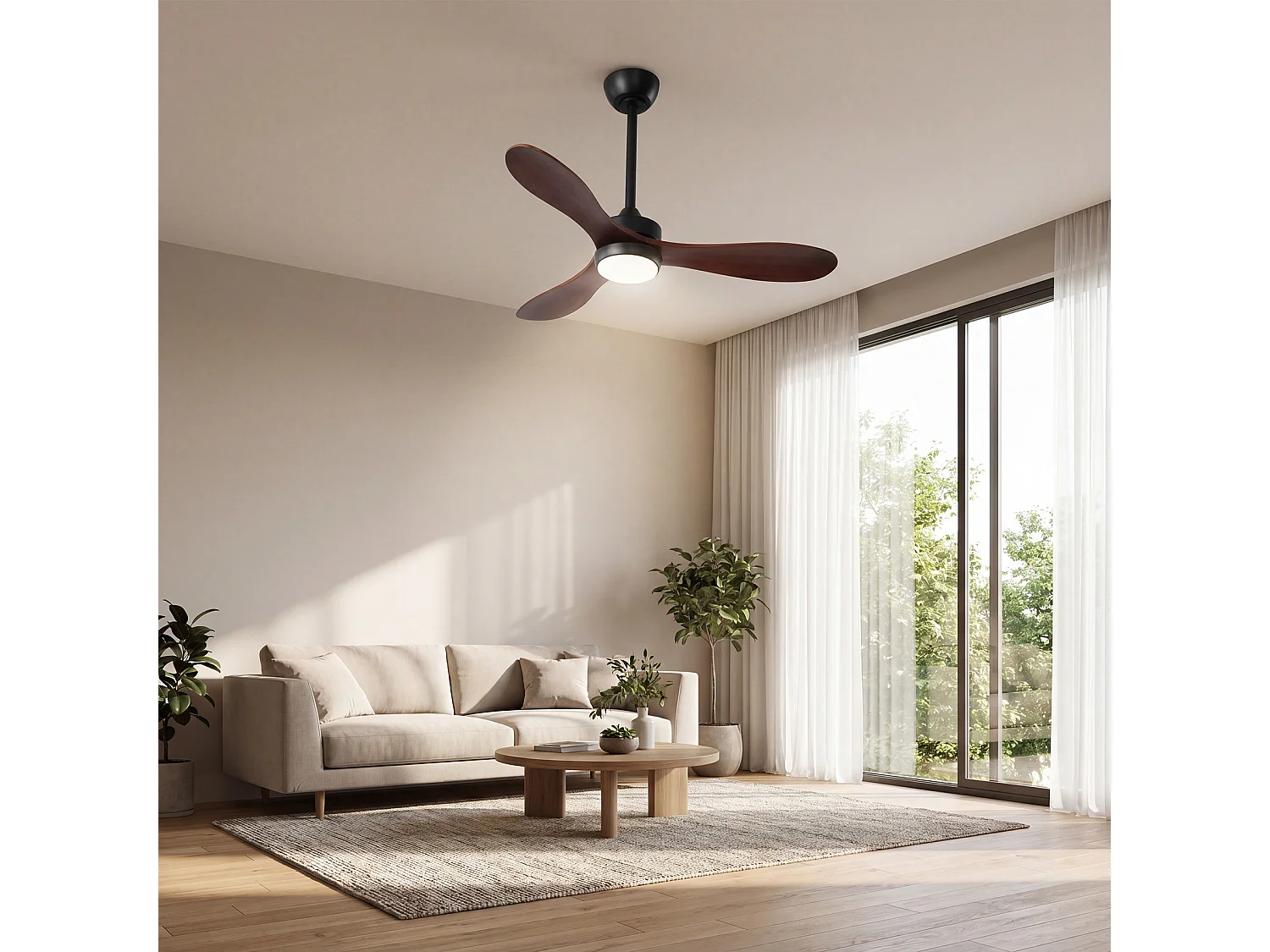 Moderne plafondventilator van 106 cm met verlichting, afstandsbediening, dimbare ledverlichting, omkeerbare ventilator, stille gelijkstroommotor, 3 bladen