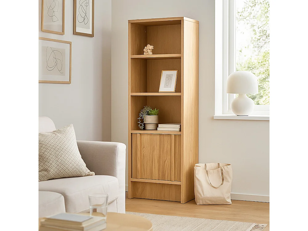 Tori - Colonne de rangement en bois H120cm - Bois clair