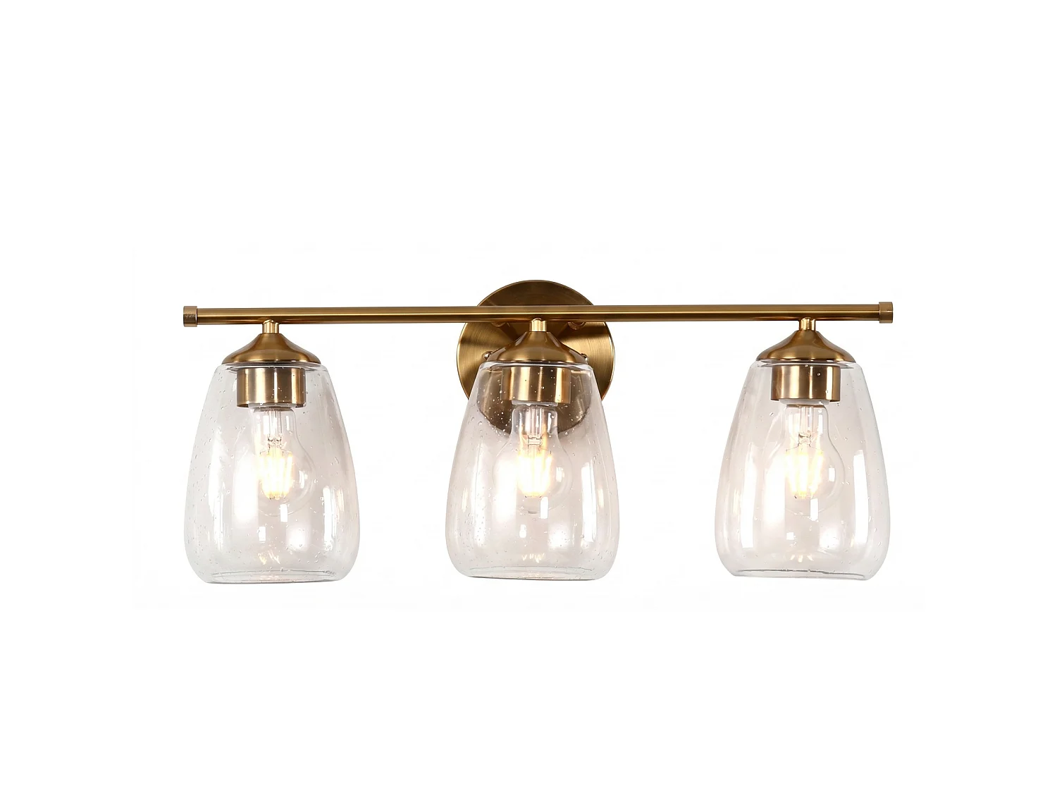 3-Leuchten-Badezimmerleuchten in Gold, moderne Wandleuchten mit klarem Glaszylinder, E27-Sockel, Lampen nicht im Lieferumfang enthalten