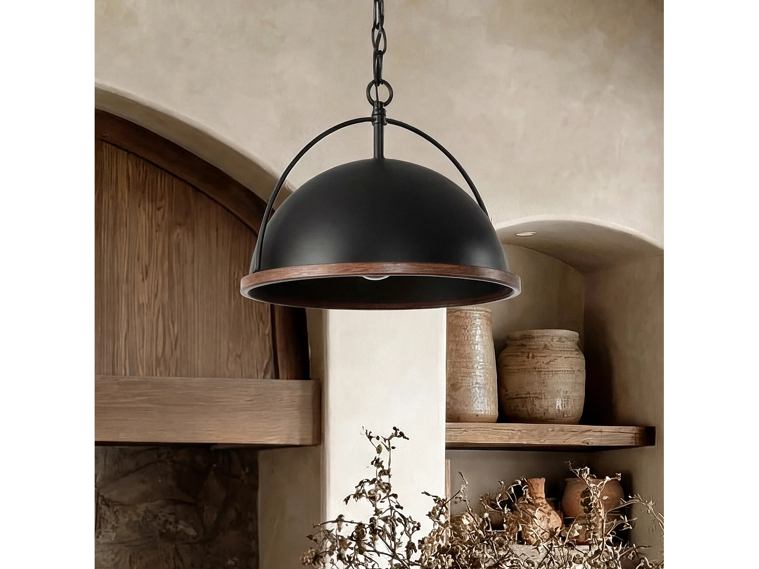 Suspension en métal, diamètre 33 cm, style industriel, hauteur réglable, douille E27, ampoules non incluses