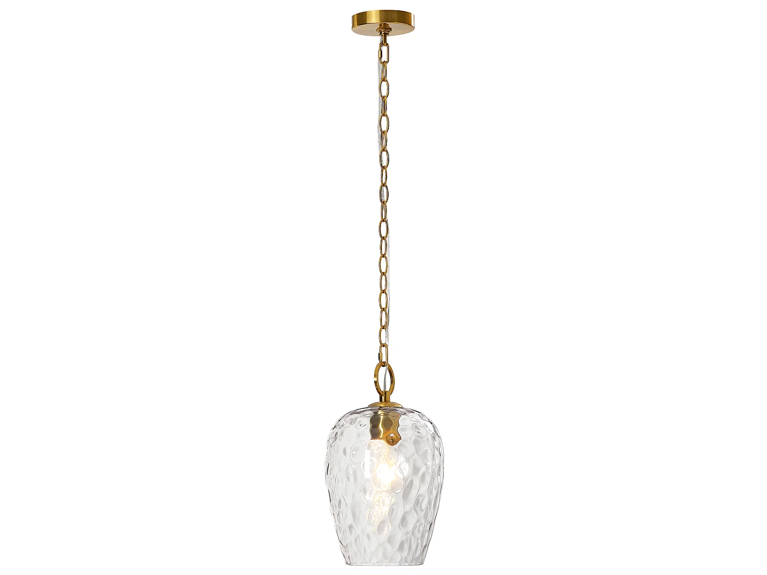 Suspension en verre martelé avec chaîne réglable, luminaire suspendu simple à effet ondulé, culot E27, ampoules non incluses
