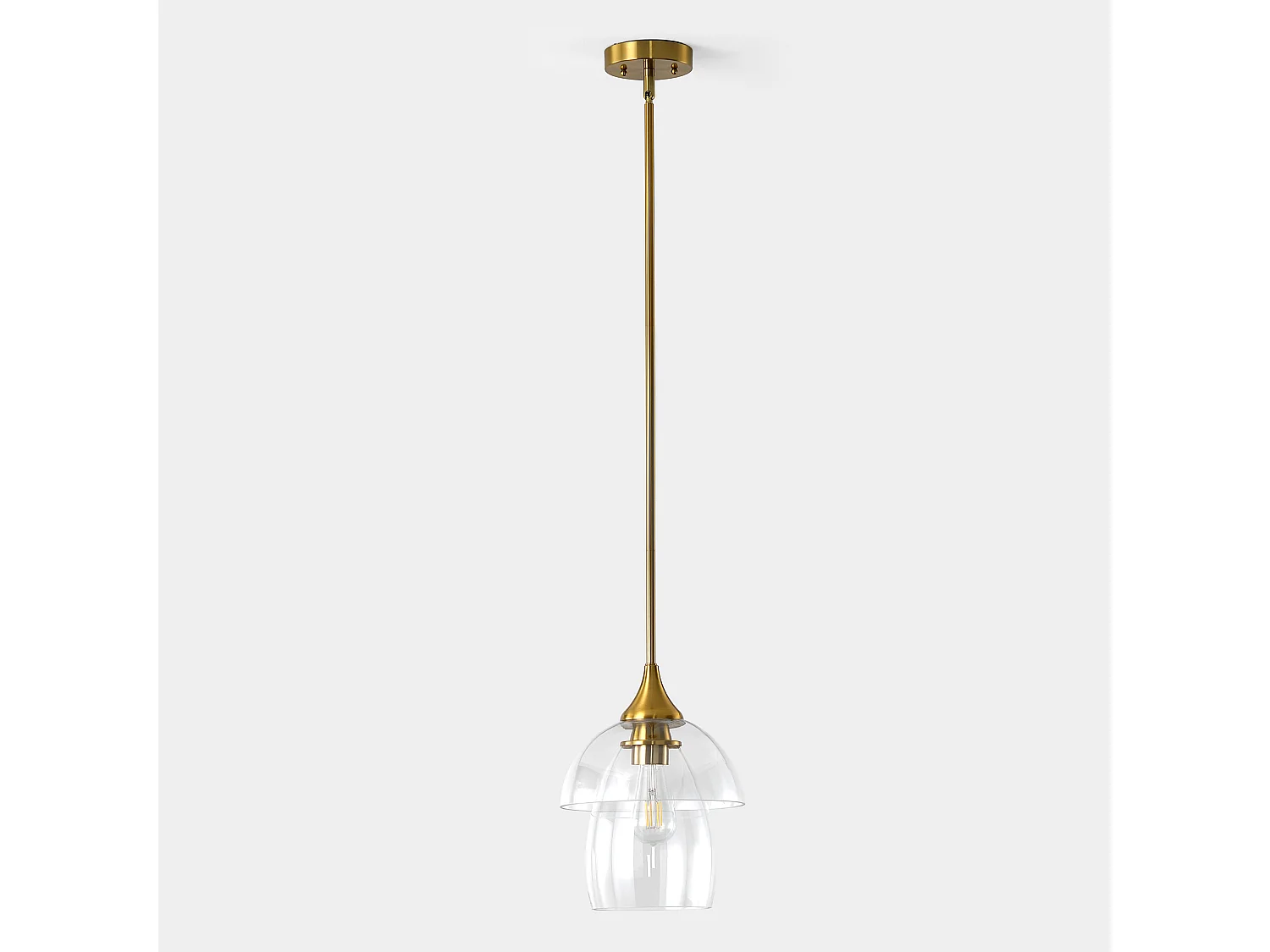 Suspension dorée, lustre moderne avec abat-jour double en verre transparent pour îlot de cuisine, culot E27, ampoules non incluses