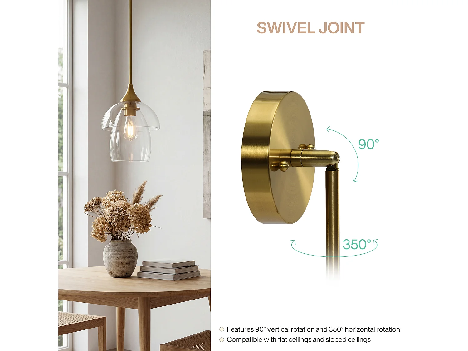 Suspension dorée, lustre moderne avec abat-jour double en verre transparent pour îlot de cuisine, culot E27, ampoules non incluses