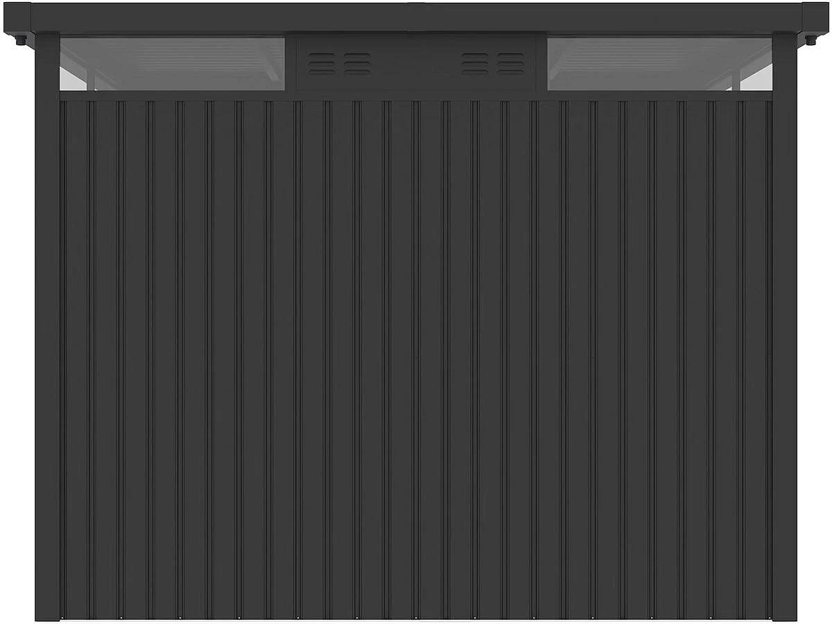Abri de jardin métal premium avec toit plat et porte battante "Lexinton" - 6,76 m² - Gris