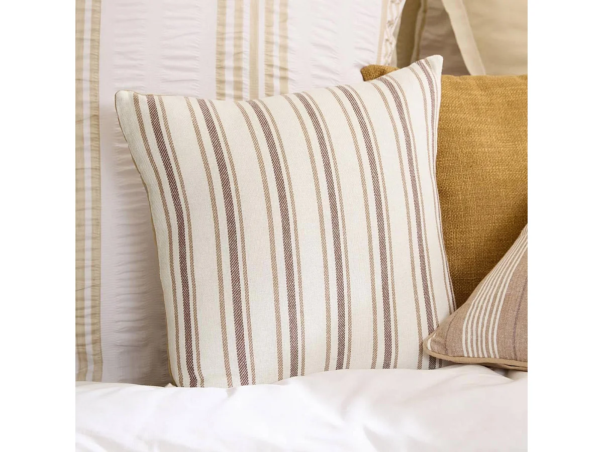 Coussin Déco à Rayures "Groove" 40x40cm Beige