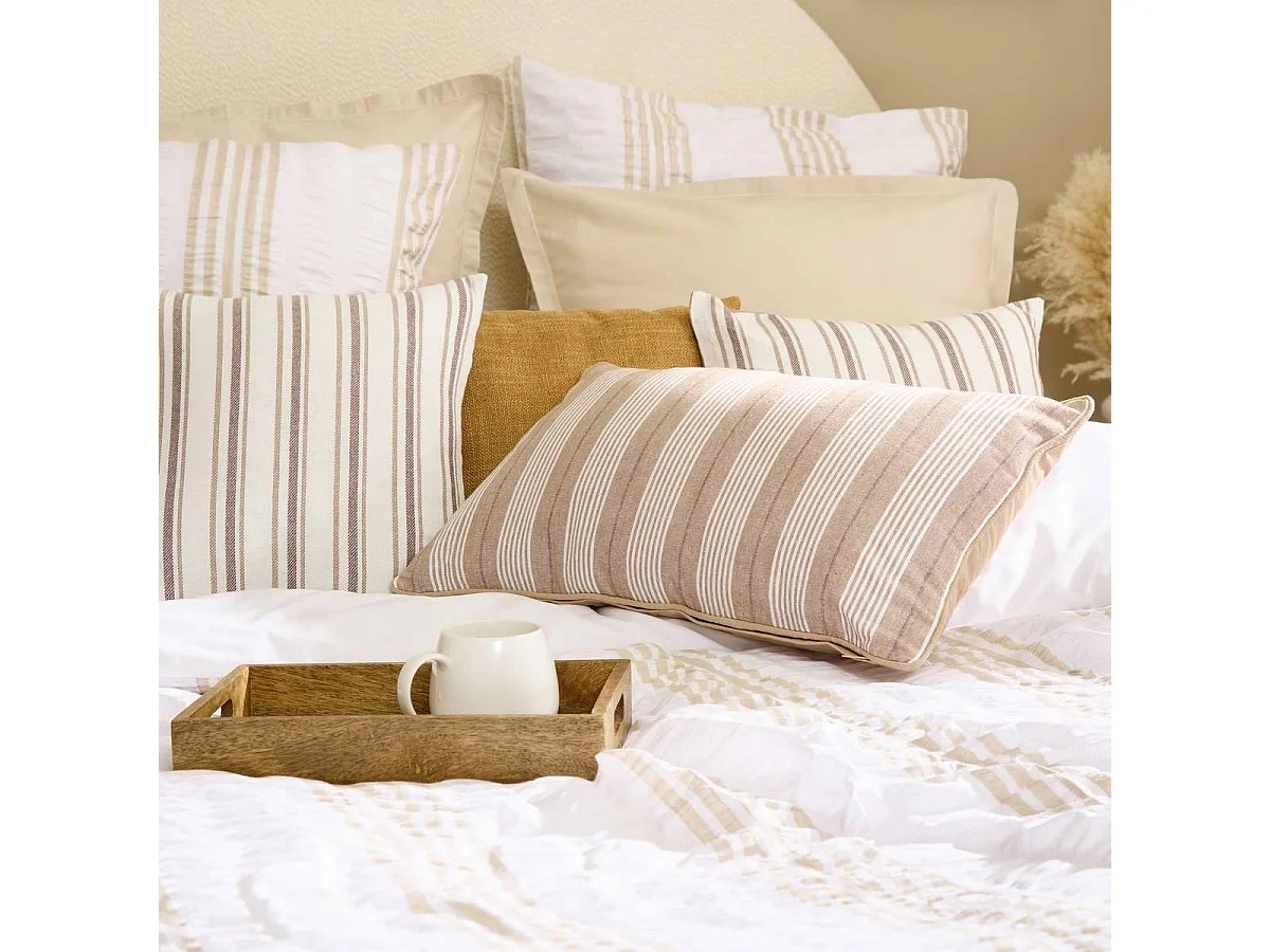 Coussin Déco à Rayures "Groove" 38x58cm Beige
