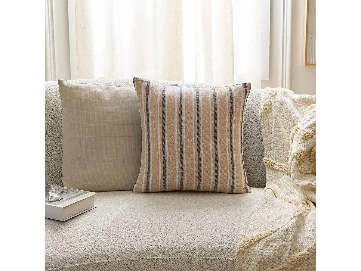 Coussin Déco à Rayures "Groove" 40x40cm Bleu