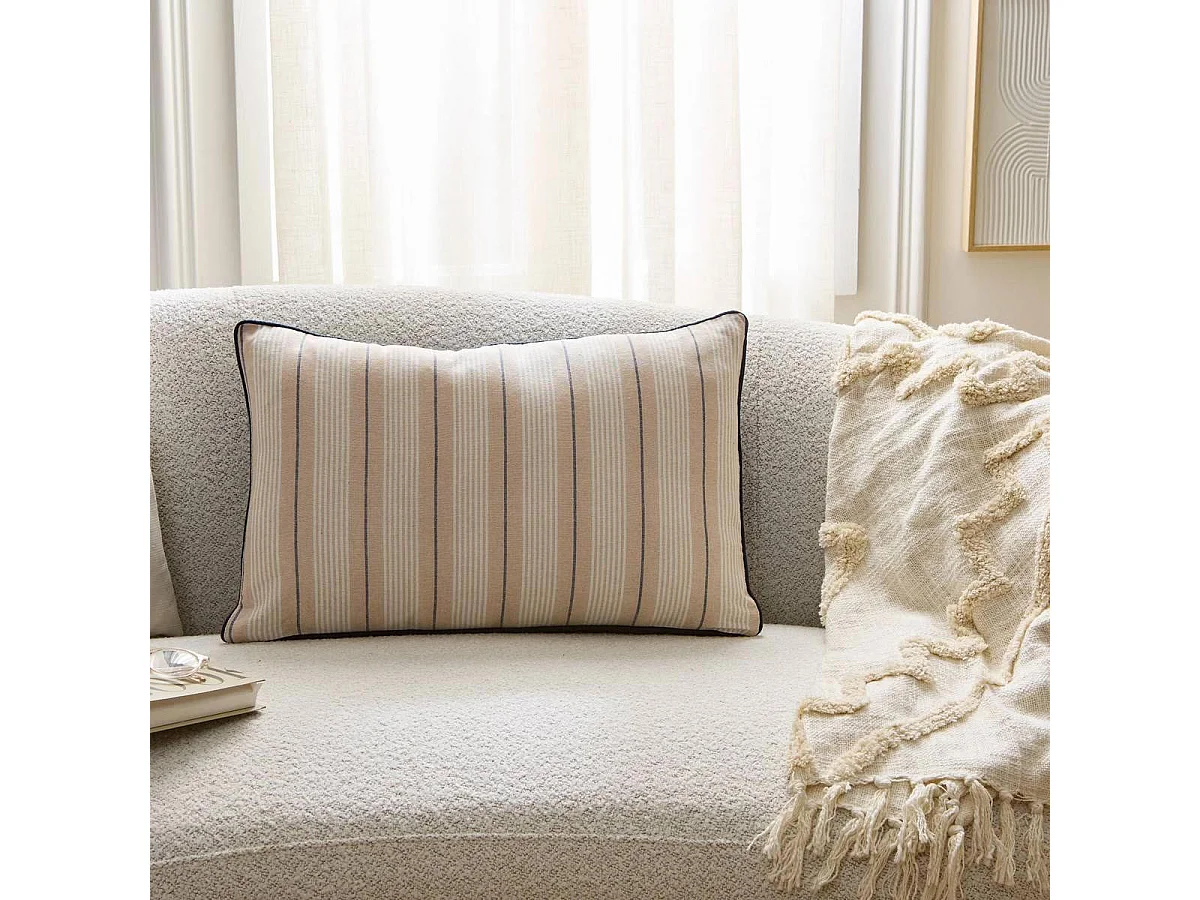 Coussin Déco à Rayures "Groove" 38x58cm Bleu