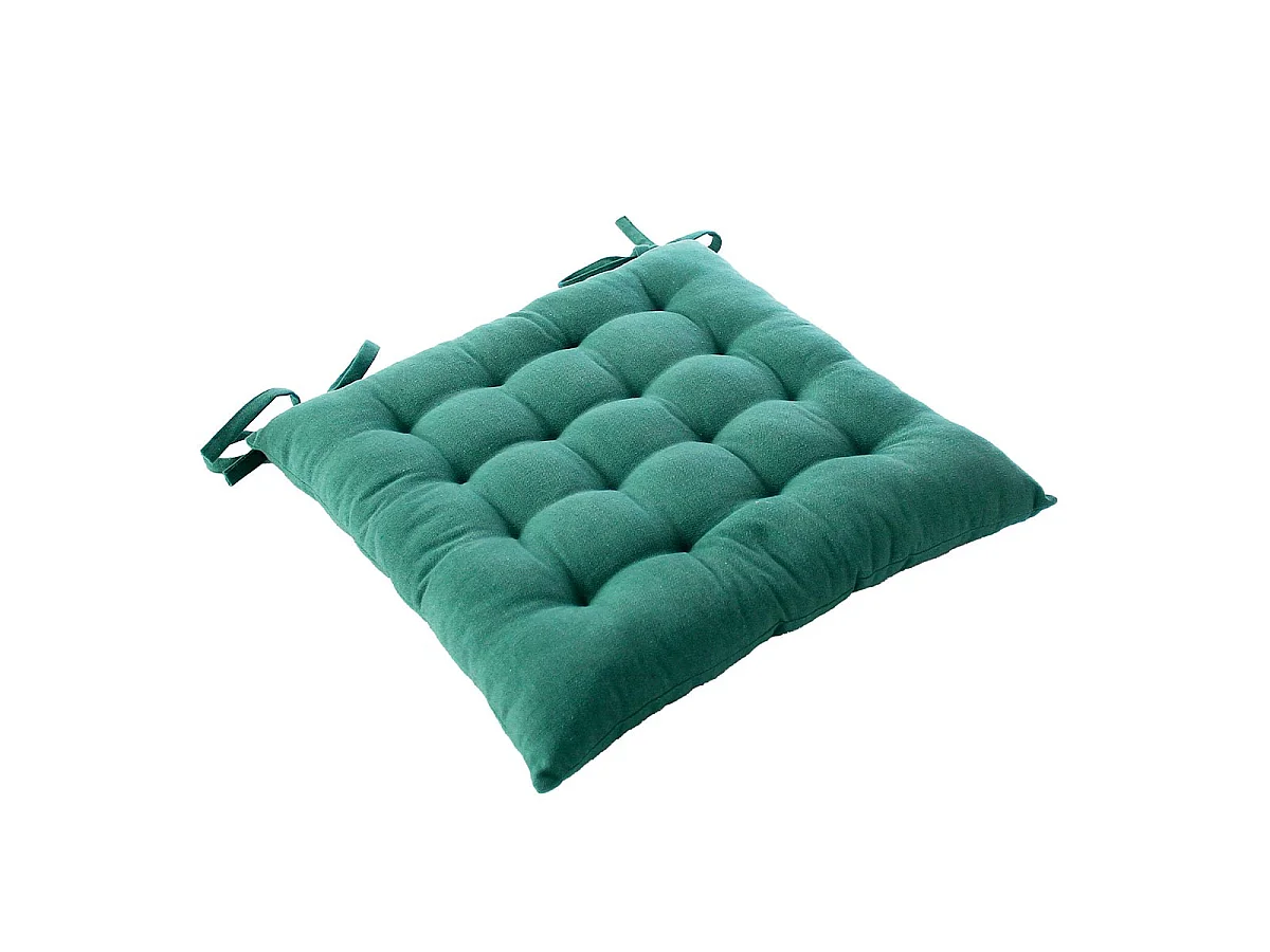 Galette de Chaise Piquée "Cambria" 38x38cm Vert Jade