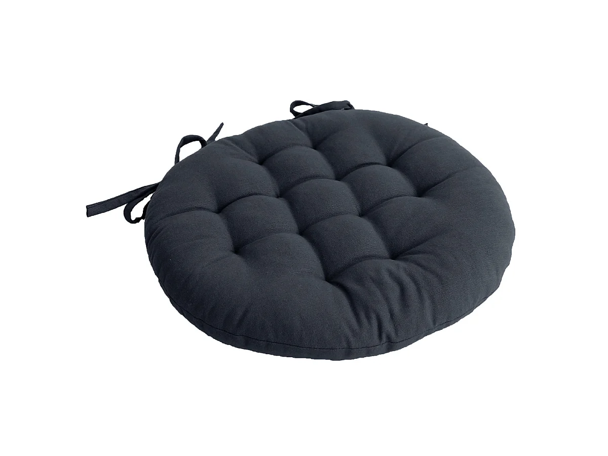 Galette de Chaise Piquée Uni "Panama" 38cm Anthracite