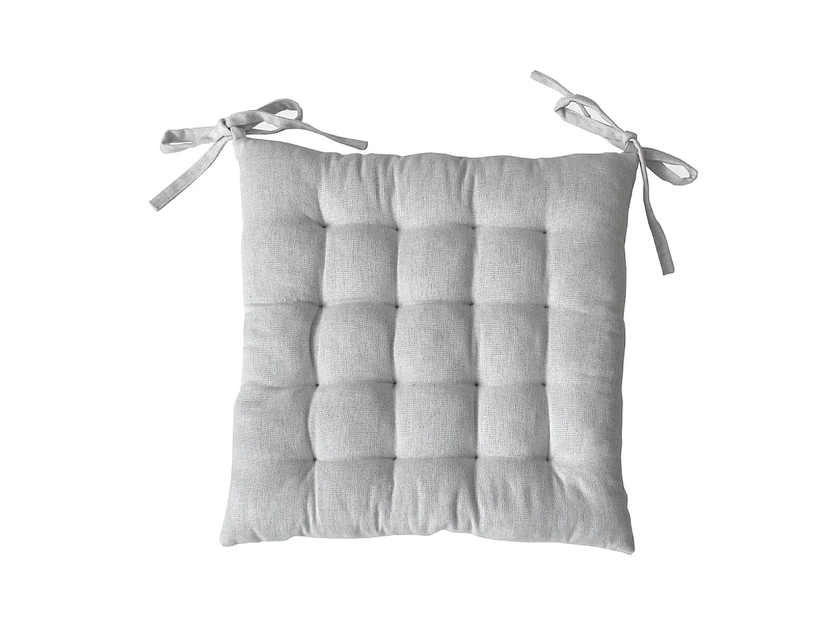 Galette de Chaise Piquée "Cambria" 38x38cm Blanc Gris