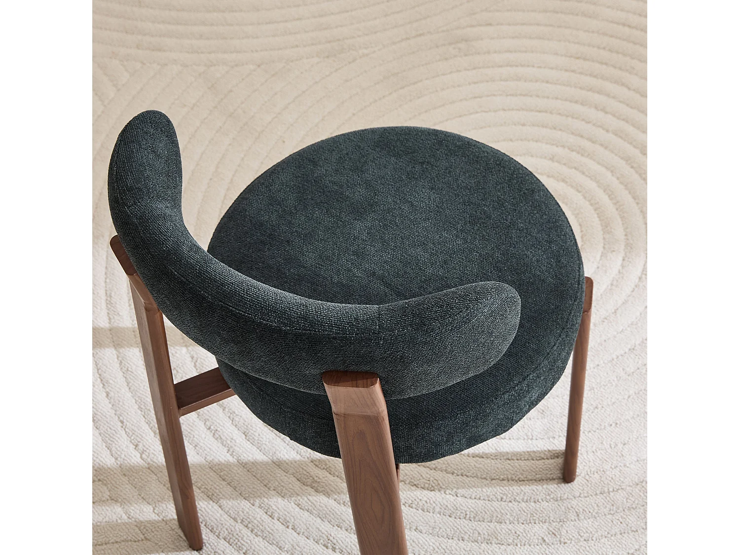 Lot de 2 chaises de salle à manger tissu noir dossier incurvé