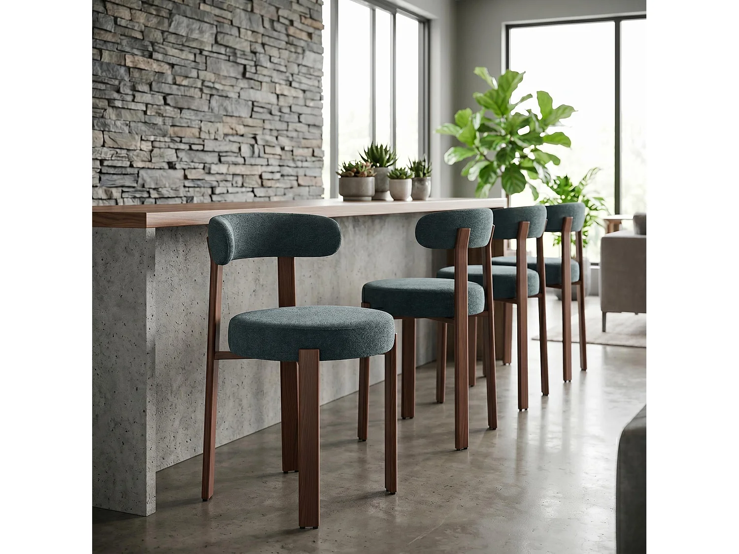 Lot de 2 chaises de salle à manger tissu noir dossier incurvé
