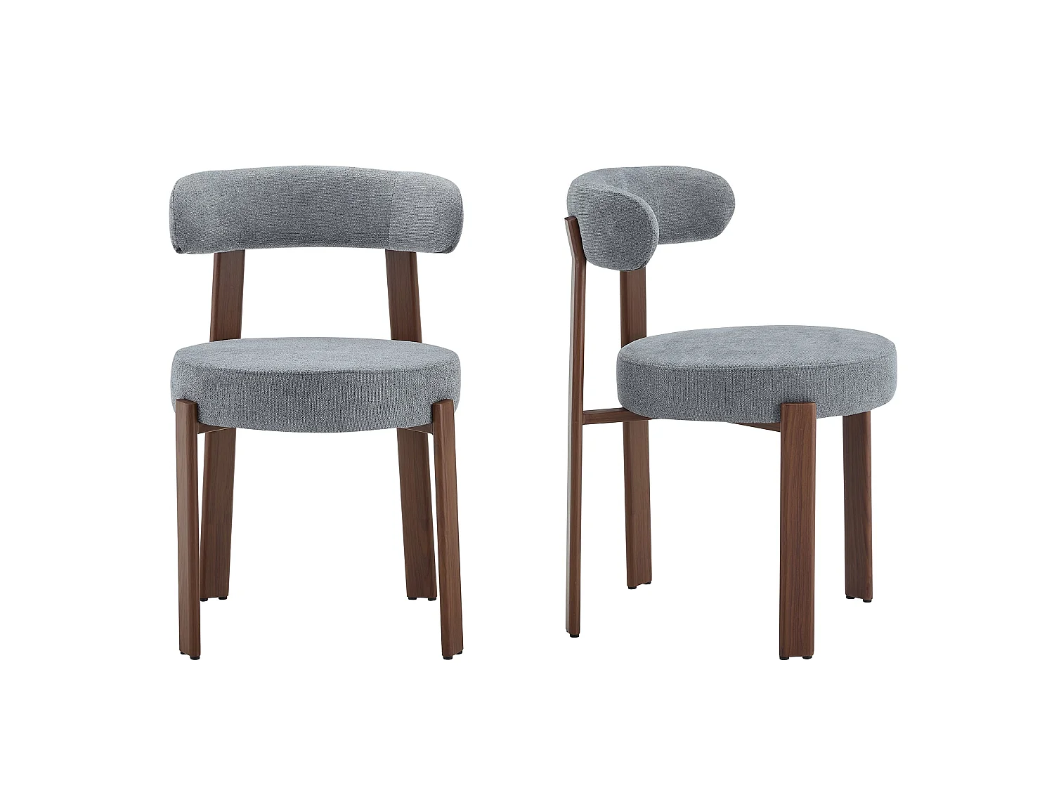 Lot de 2 chaises de salle à manger tissu gris dossier incurvé