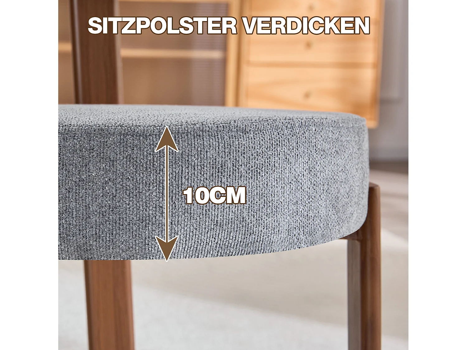 Lot de 2 chaises de salle à manger tissu gris dossier incurvé