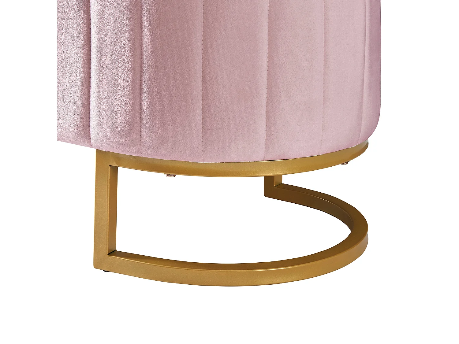 Banquette capitonné en velours rose avec pieds dorés