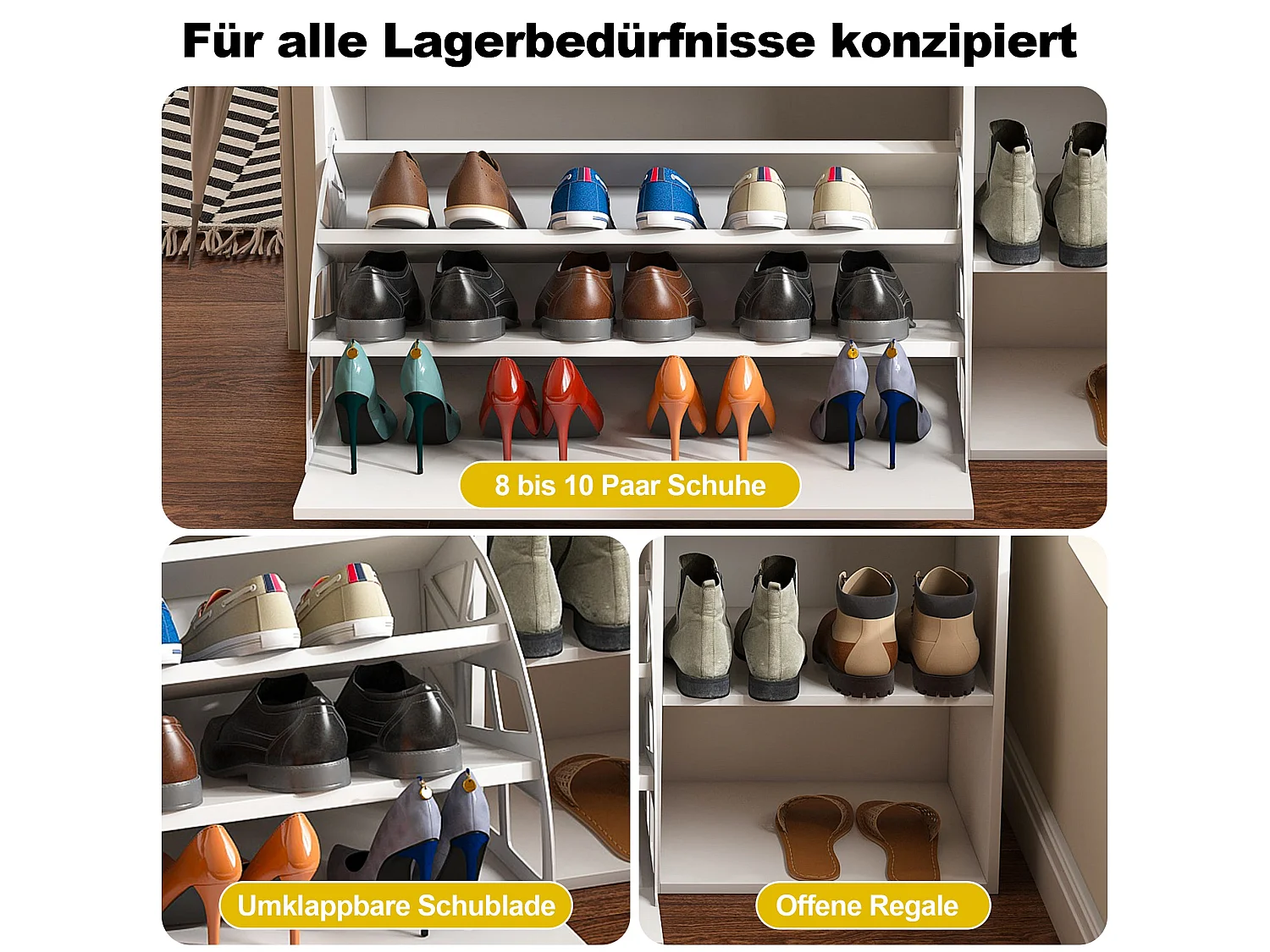 Banc à chaussures blanc PU avec coffre de rangement et coussin