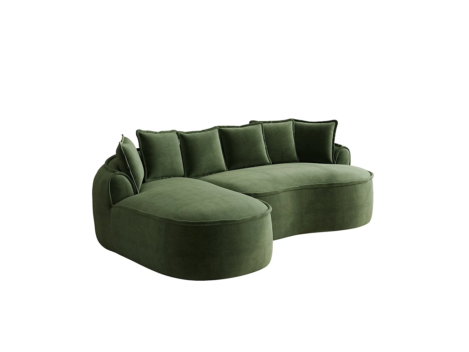 Canapé d'angle 3 places en tissu chenille vert