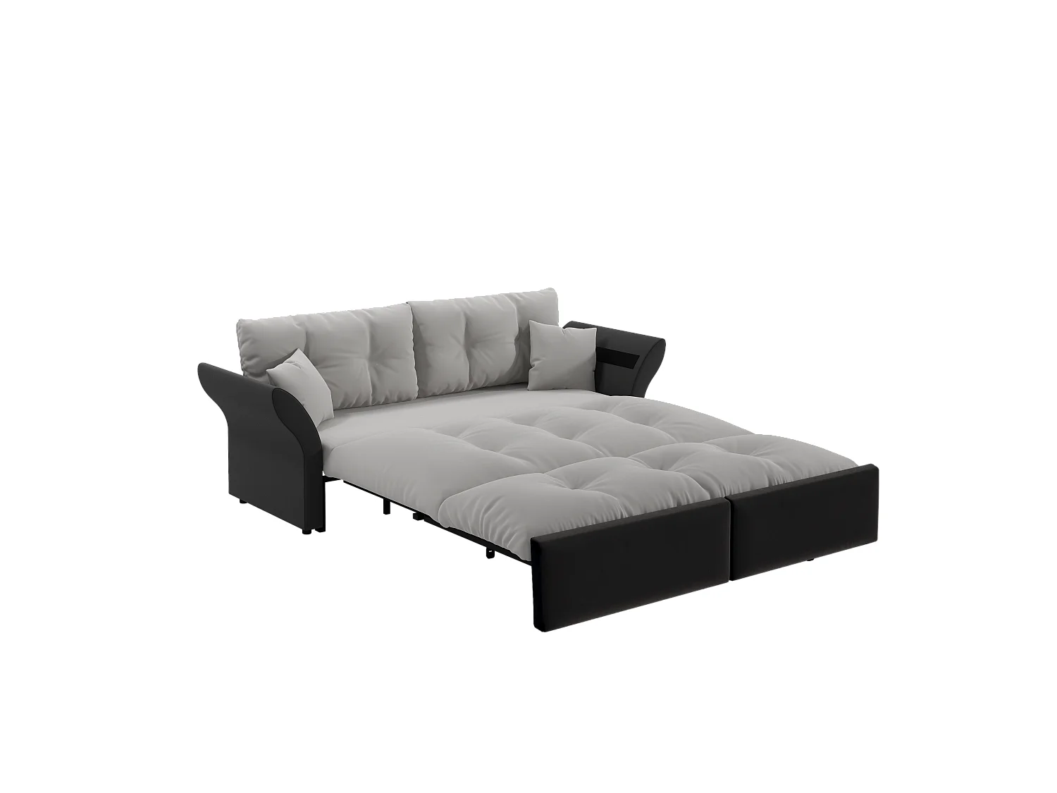 Canapé-lit 3 places covertible velours gris clair avec coussins