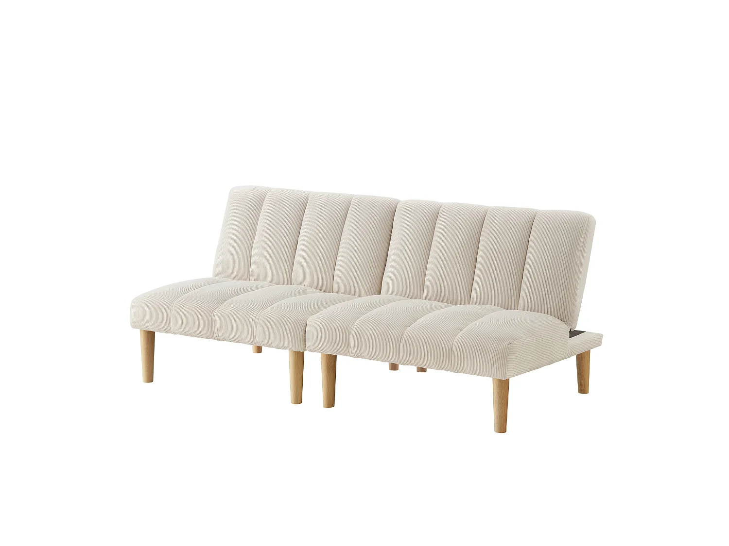 Canapé-lit 2 places 167cm beige en velours côtelé – Sofa convertible