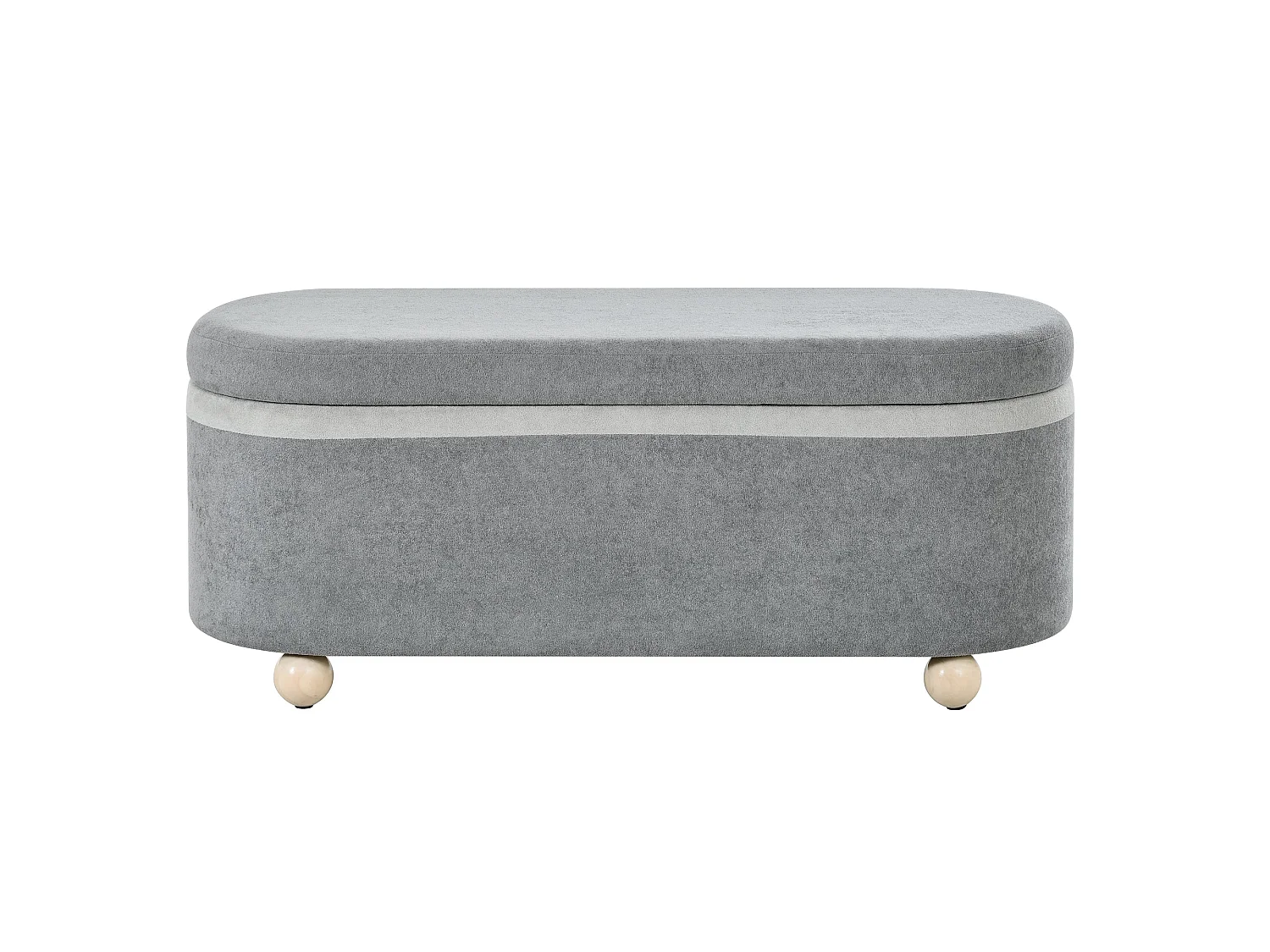 Banquette coffre en polaire gris avec pieds en bois 20L 110x41x47 cm