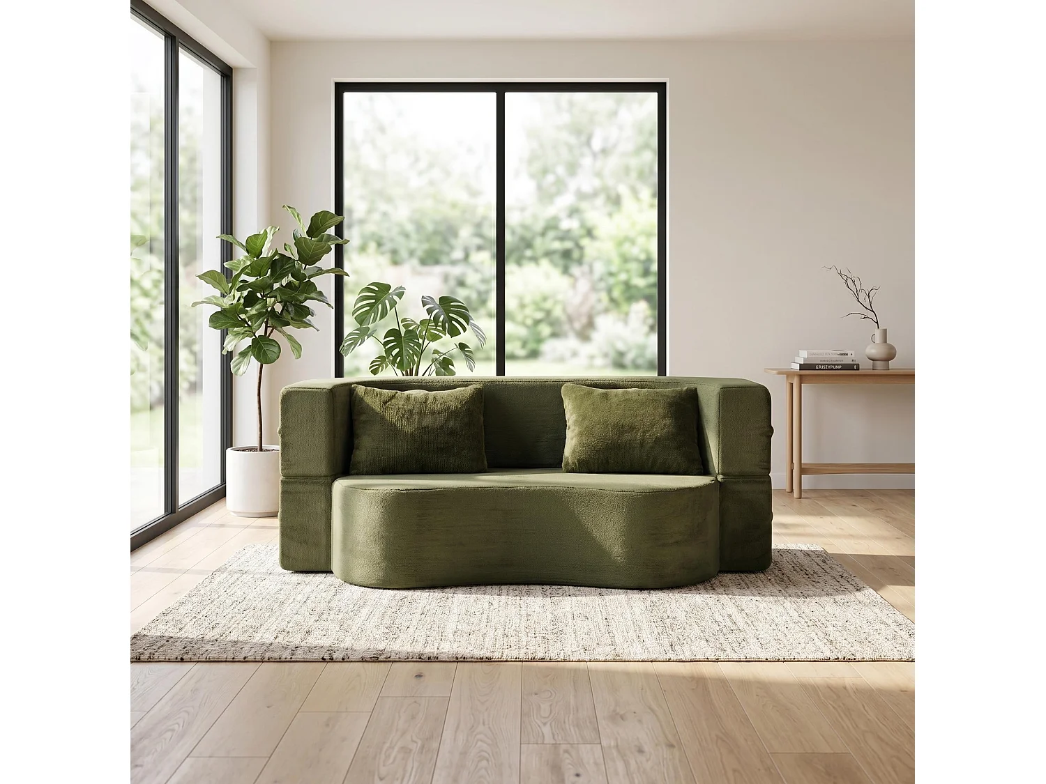 Towery Canapé-lit futon 2-en-1 grande taille 180x55cm, mousse haute densité, vert, sans montage, design moderne