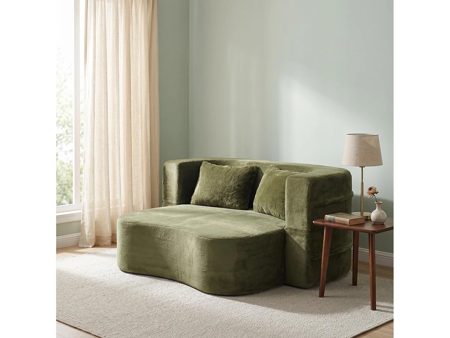Towery Canapé-lit futon 2-en-1 grande taille 180x55cm, mousse haute densité, vert, sans montage, design moderne