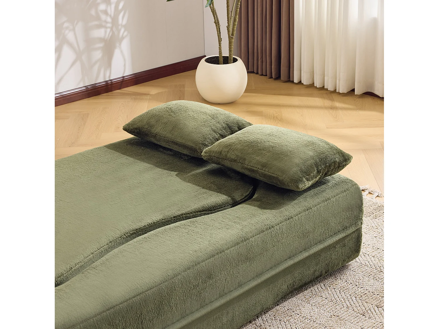 Towery Canapé-lit futon 2-en-1 grande taille 180x55cm, mousse haute densité, vert, sans montage, design moderne