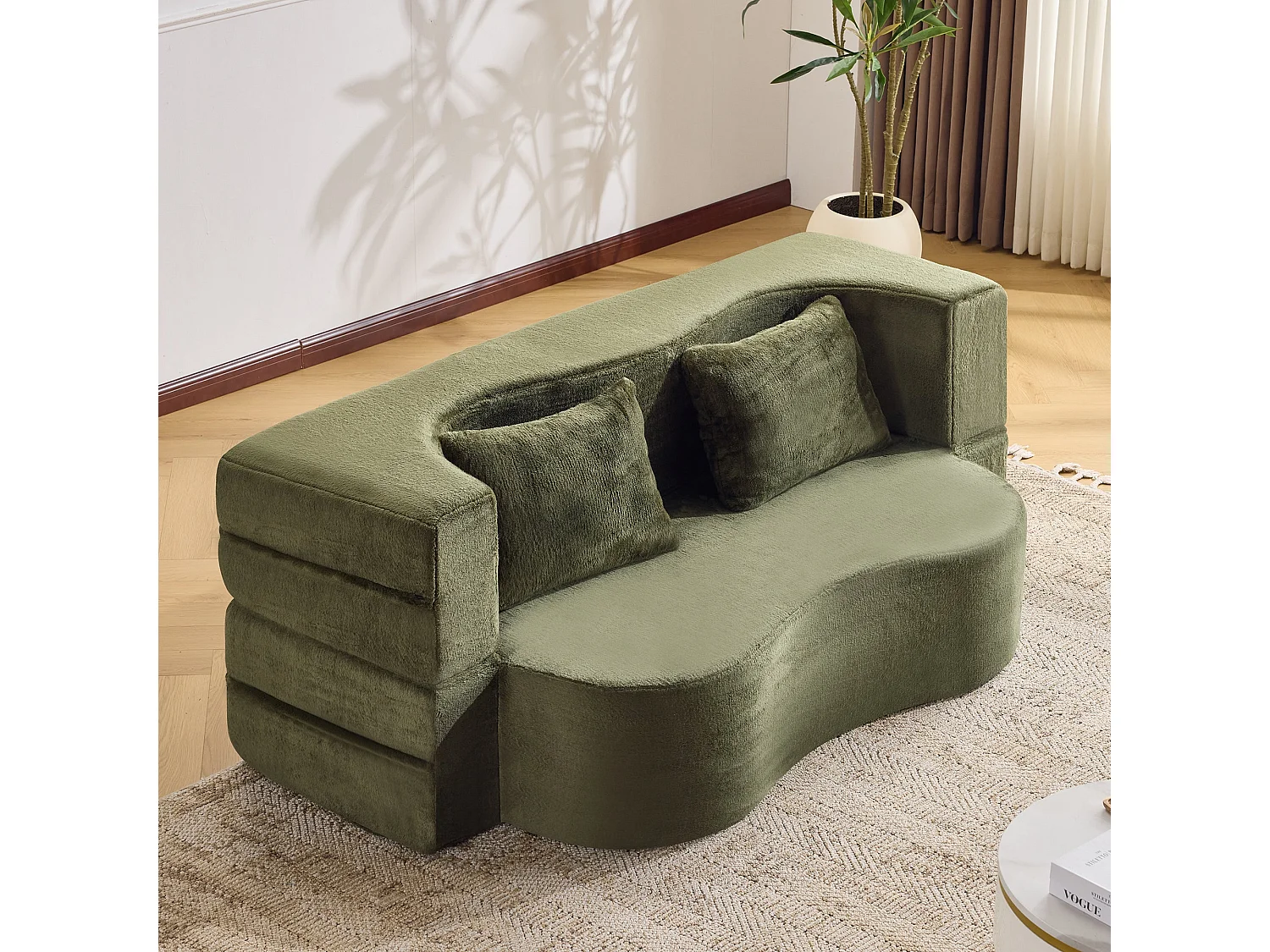Towery Canapé-lit futon 2-en-1 grande taille 180x55cm, mousse haute densité, vert, sans montage, design moderne