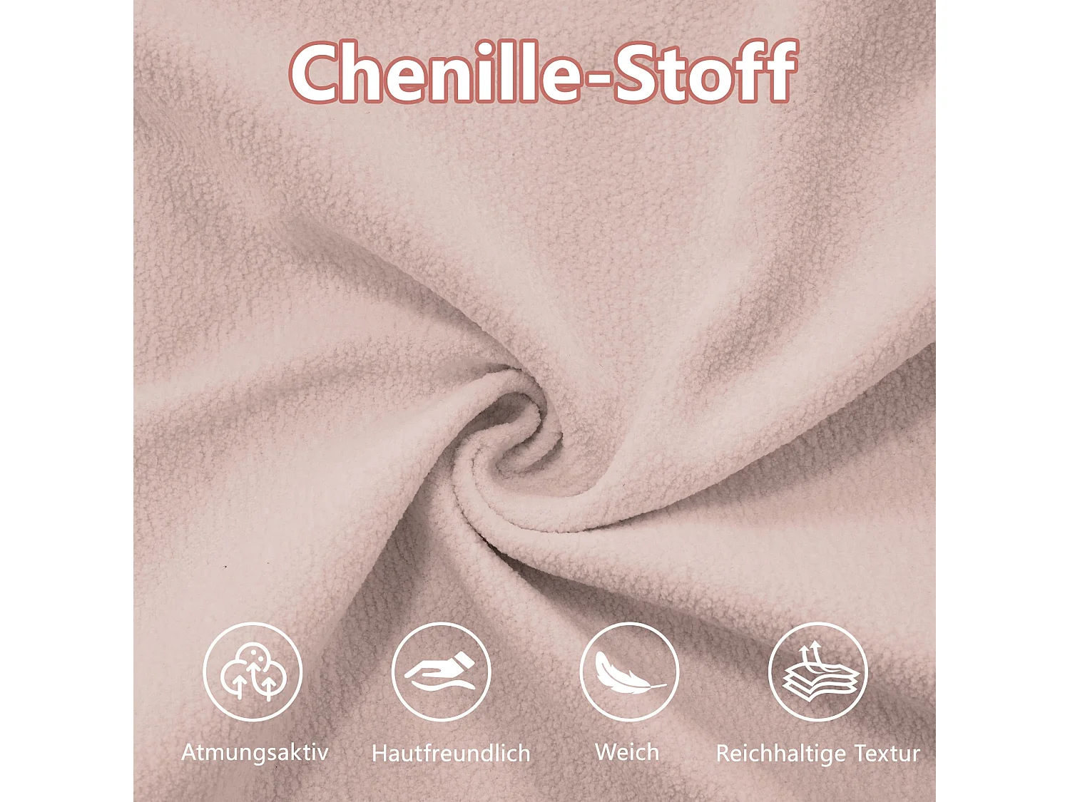 Canapé 2 places en chenille rose avec coussins