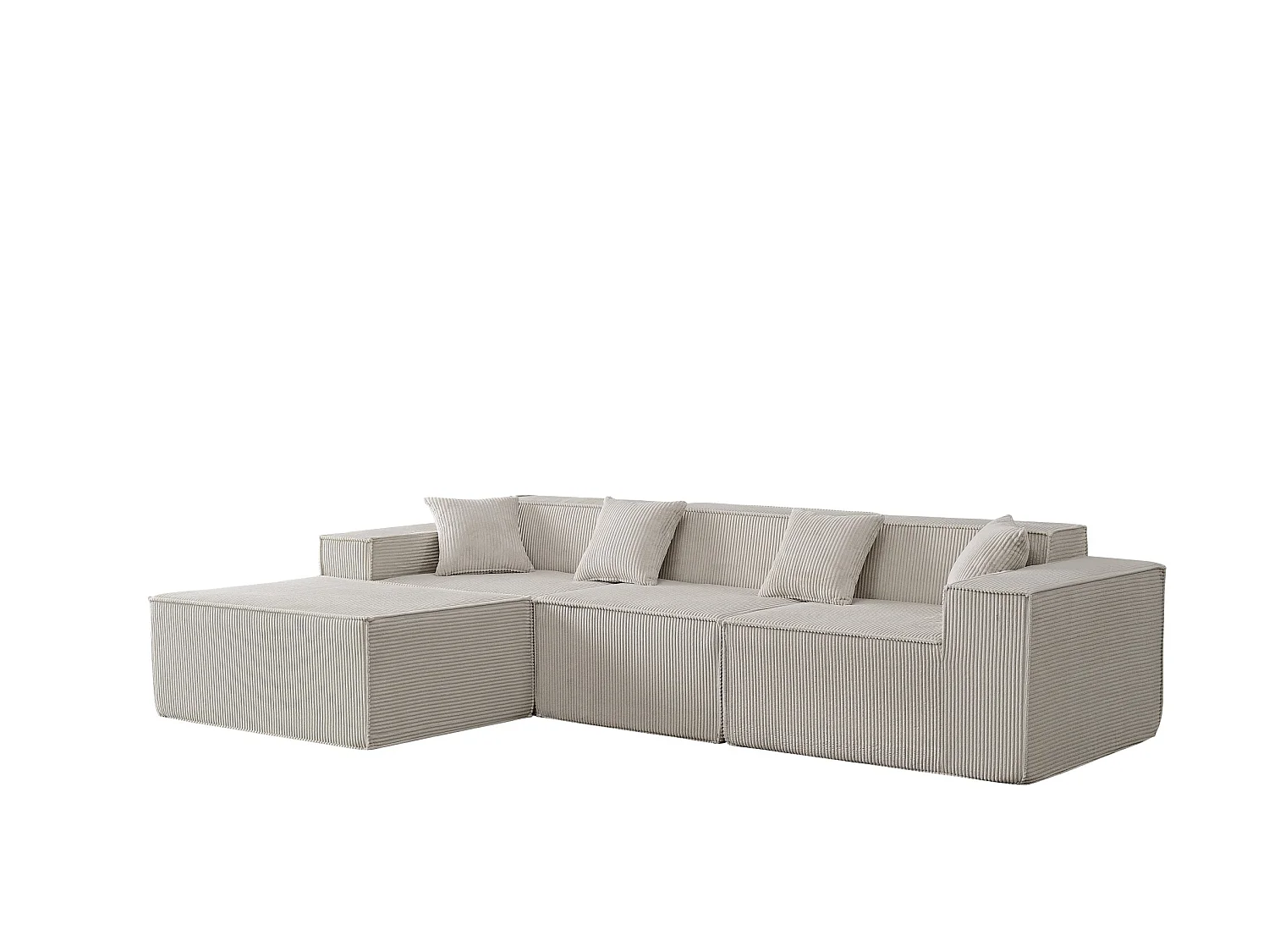 Canapé d'angle modulable 279 cm, convertible en lit, tissu beige
