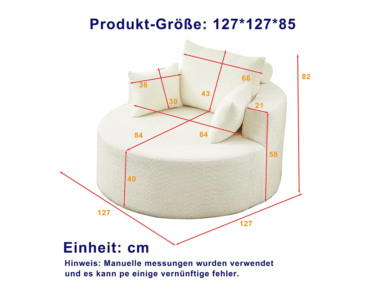 Fauteuil simple en chenille beige avec coussins, mousse sans montage