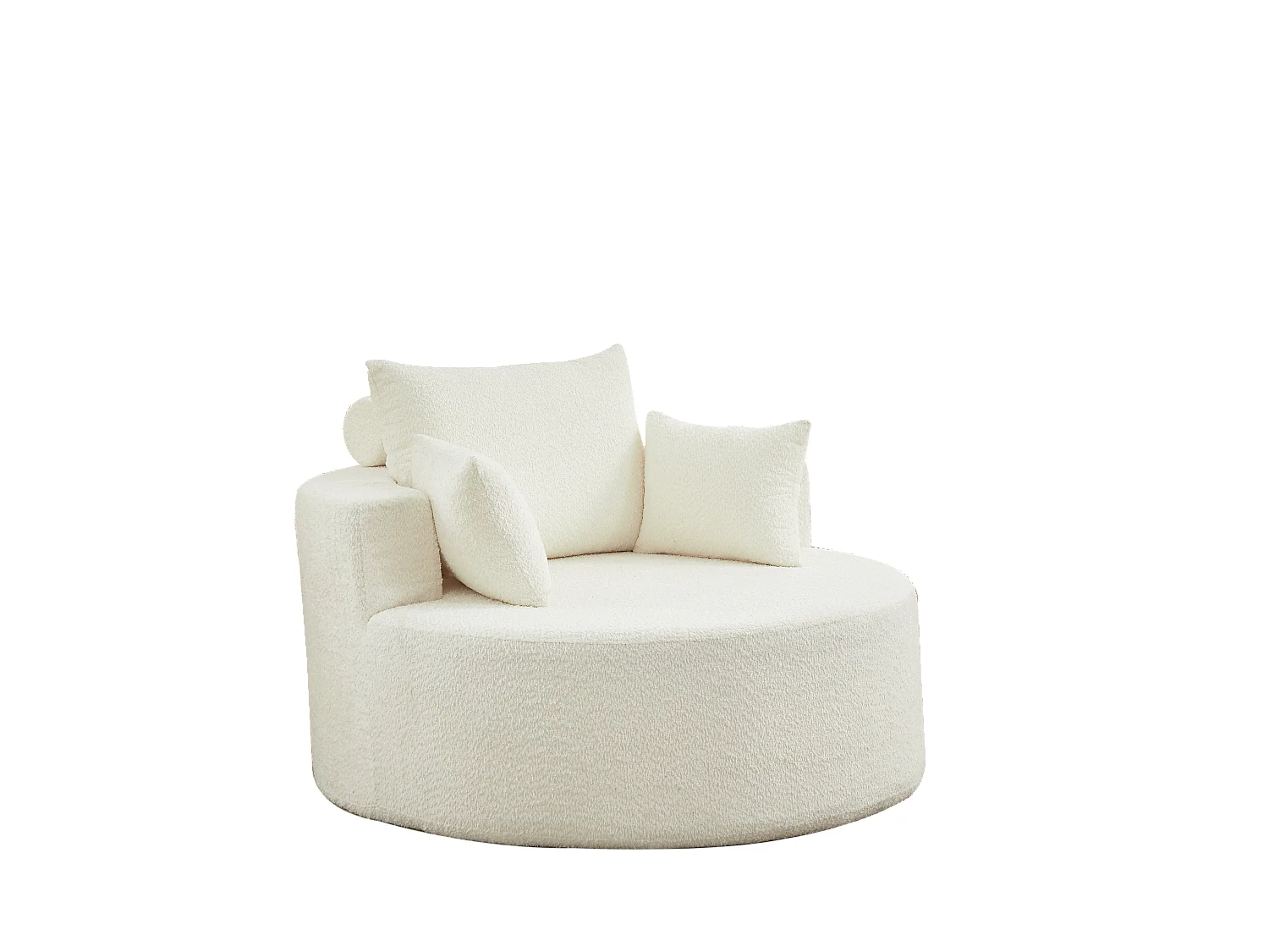 Fauteuil simple en chenille beige avec coussins, mousse sans montage