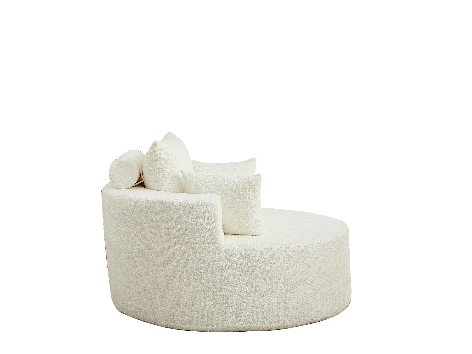 Fauteuil simple en chenille beige avec coussins, mousse sans montage