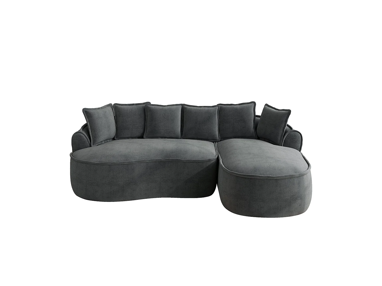 Canapé d'angle modulable tissu chenille gris sans cadre 252x164cm