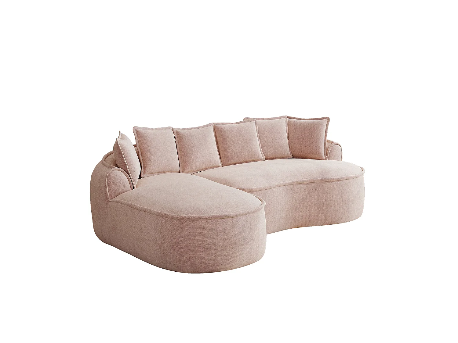 Canapé d'angle modulable tissu chenille rose sans cadre 252x164cm