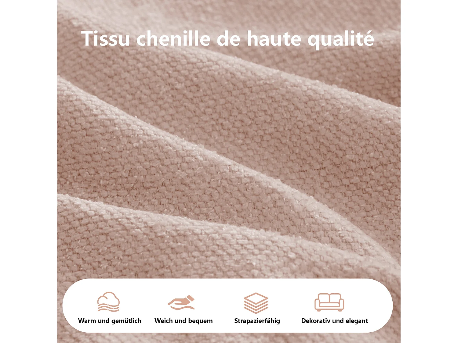 Canapé d'angle modulable tissu chenille rose sans cadre 252x164cm