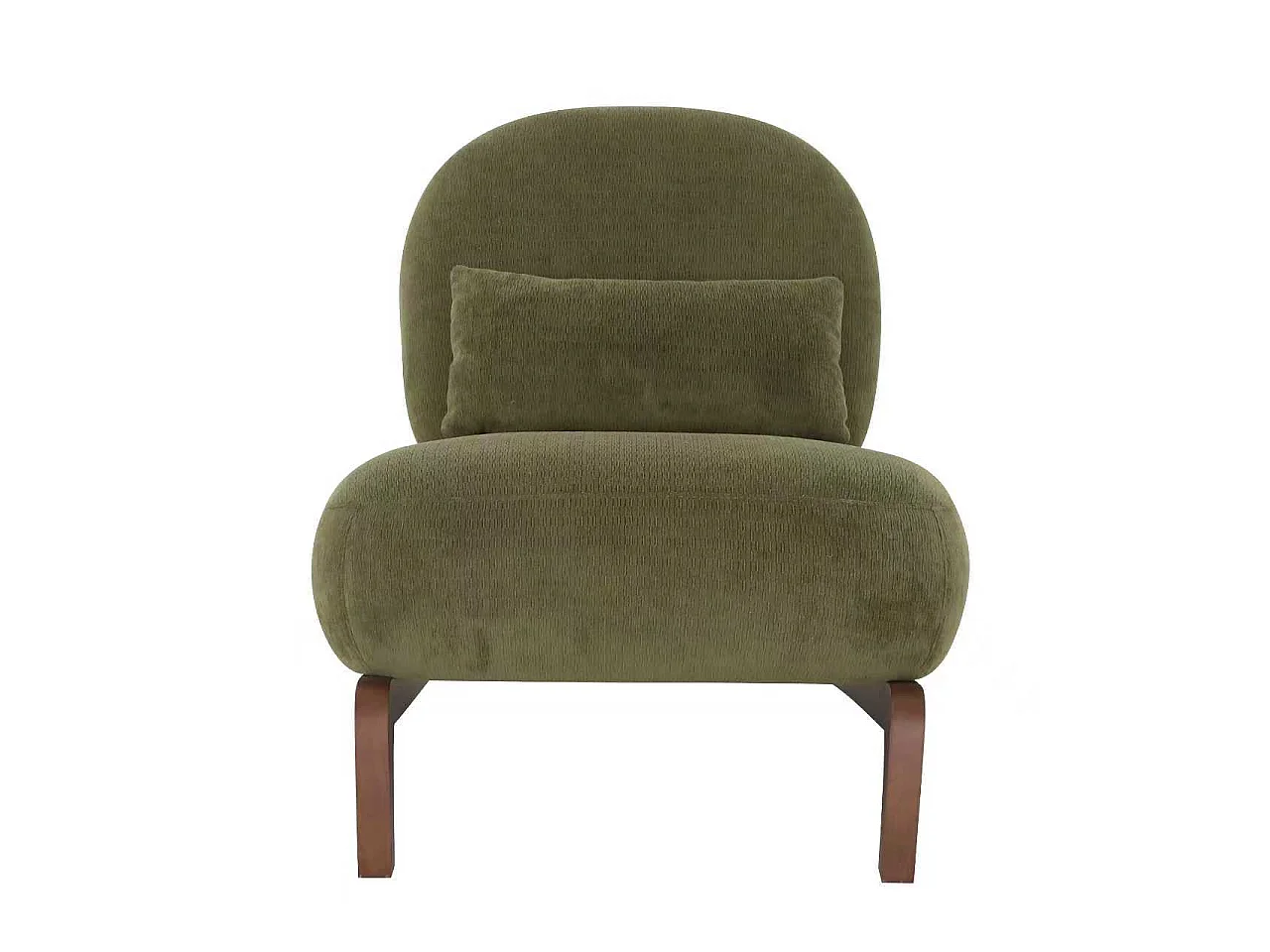 Fauteuil en velours vert olive, pieds en bois massif 86,9x72,1x69,9cm
